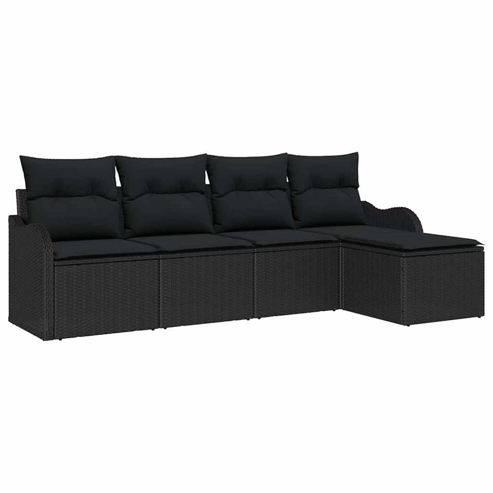 Ensemble de canapé de jardin 5 pc noir polyrotin