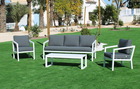 Salon de jardin sofa acapulco-8 - finition blanc, tissus gris foncé