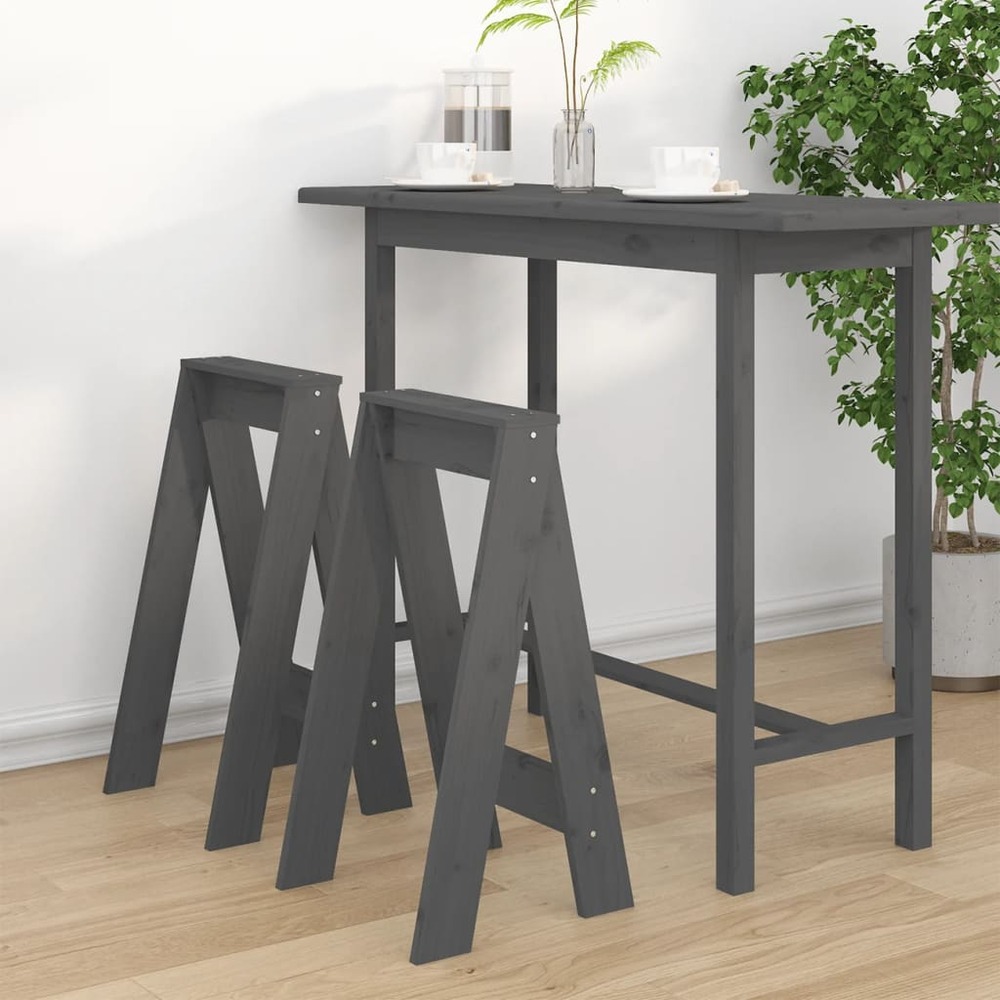Tabourets 2 pcs gris 40x40x75 cm bois massif de pin