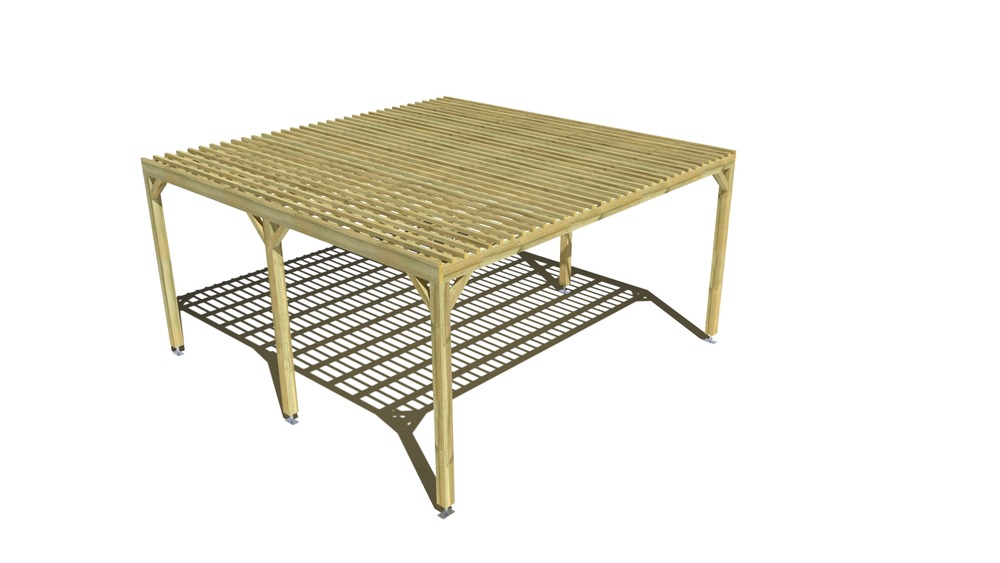 Pergola bois • 5m x 5m • indépendante • sens largeur • lattage bois • livraison comprise