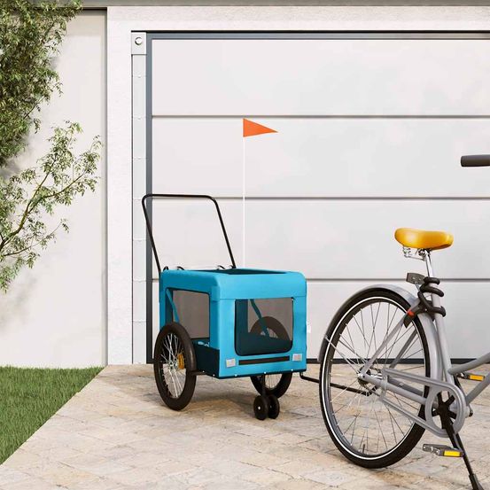 Remorque vélo chien 45kg poussette 2-en-1 pour voyage bleu