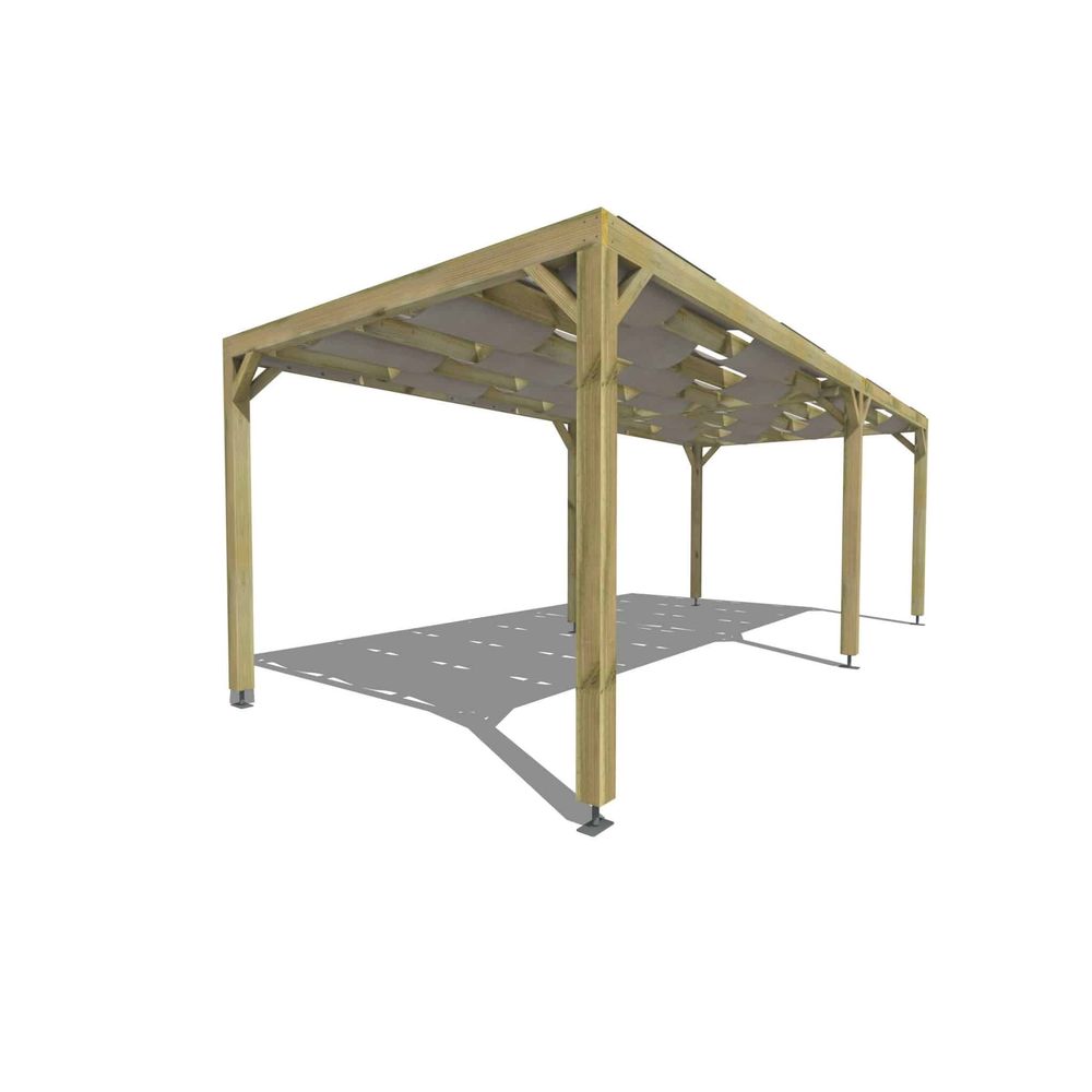 Pergola bois • 7m x 3m • indépendante • sens largeur • voilage semi-transparent inclus • livraison comprise