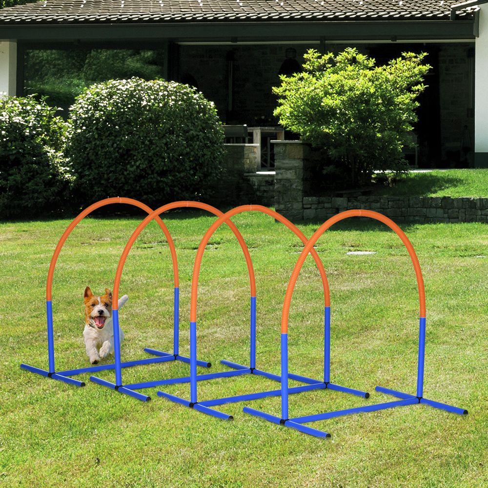 Kit agility chien 4 arceaux abs parcours entraînement 88cm bleu - comfortxl pet living
