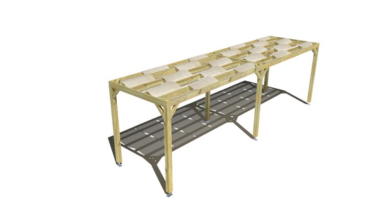 Pergola bois • 8m x 2m • indépendante • sens largeur • voilage semi-transparent inclus • livraison comprise