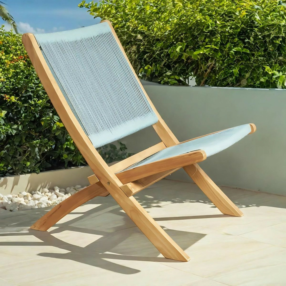 Fauteuil de jardin lounge en corde émeraude jala