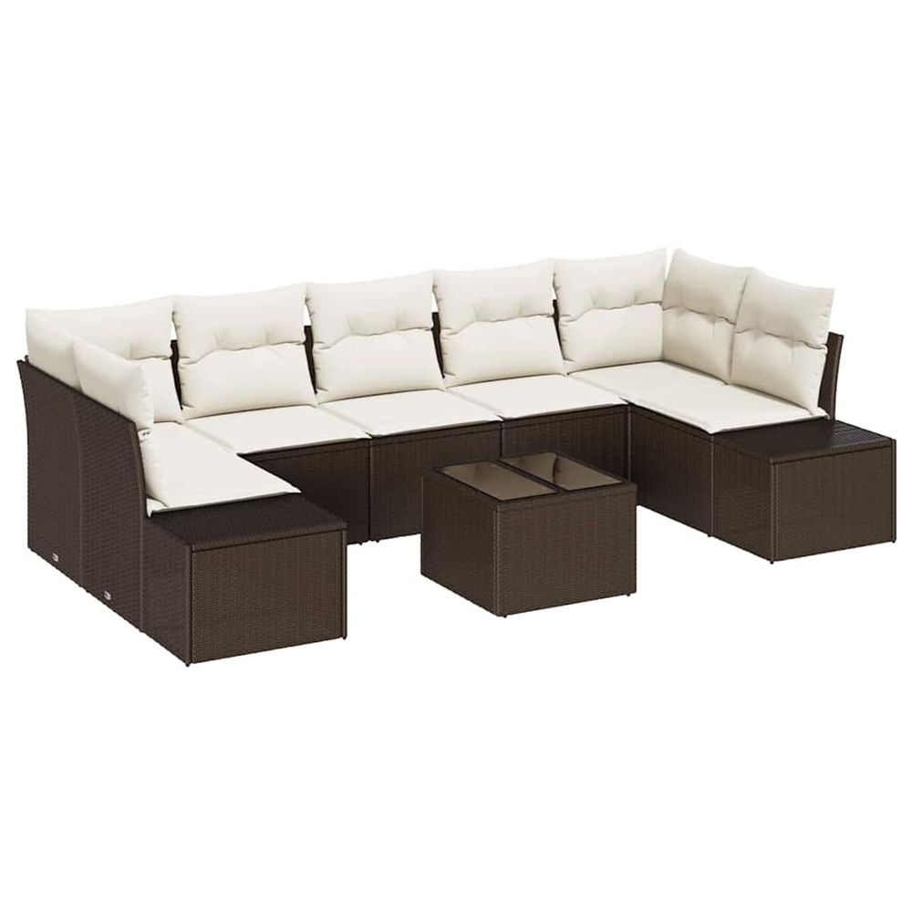 Ensemble de canapé de jardin 8 pc marron et crème polyrotin