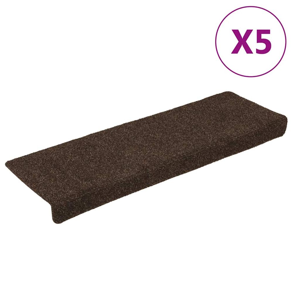 Tapis d'escalier autocollants 15 pièces 65 x 21 x 4 cm marron bord rectangulaire