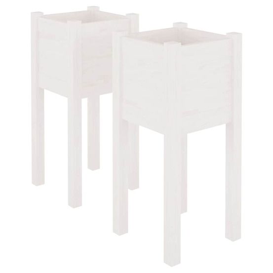 Jardinière d'extérieurs d'extérieur 2 pcs blanc 31x31x70 cm bois de pin