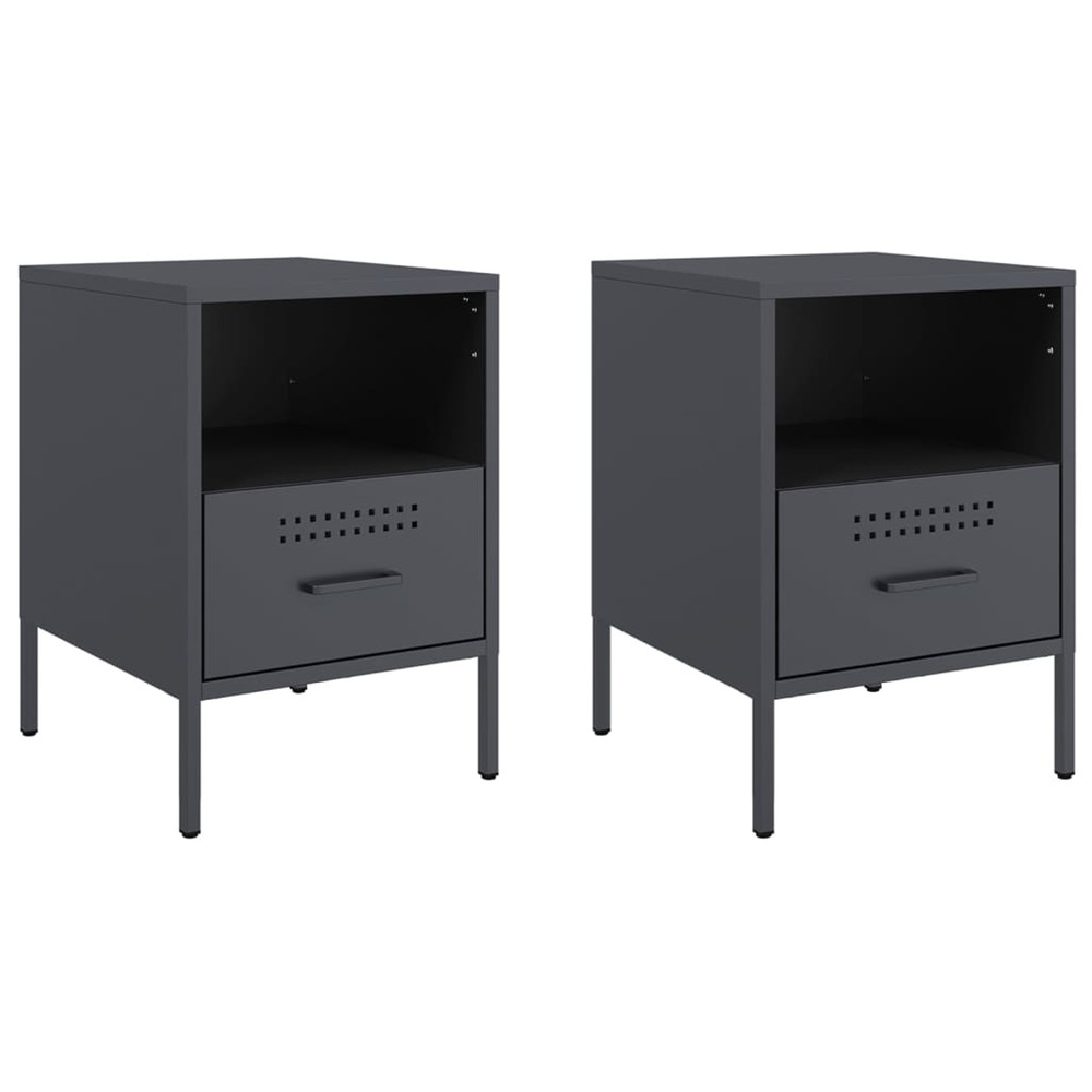 Tables de chevet 2 pcs anthracite 36x39x50,5 cm acier