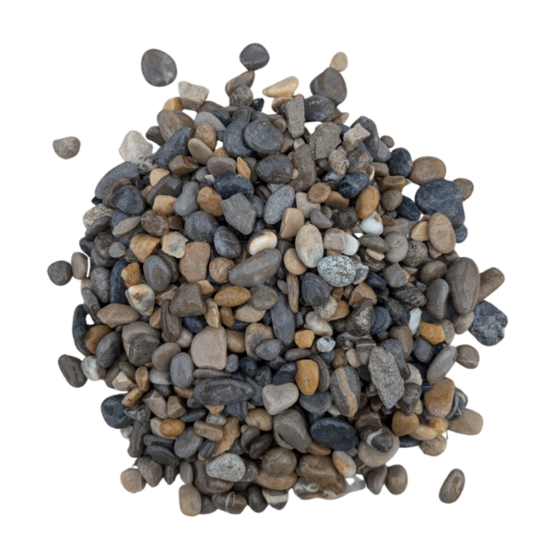 Gravier roulé rivière gris 6/16 mm – lot 15 sacs +/- 25 kg