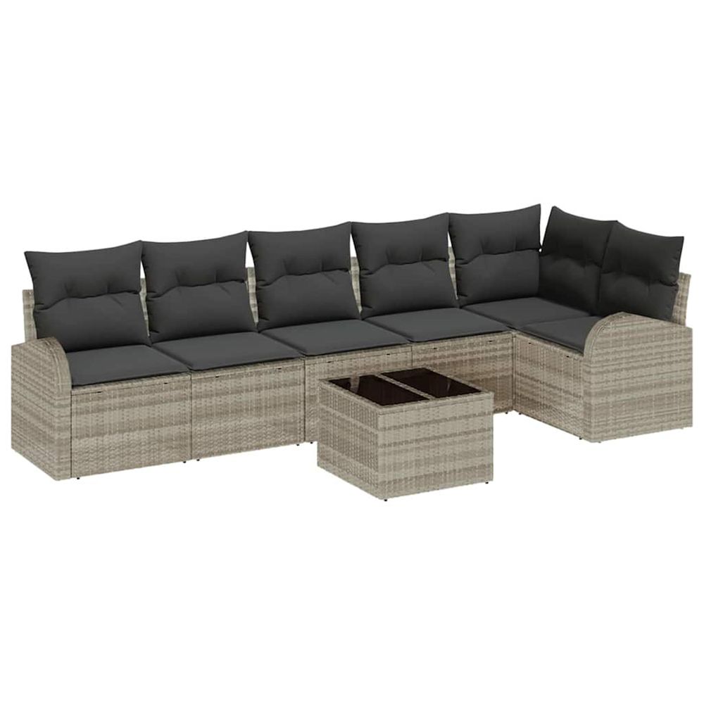 Ensemble de canapé de jardin 7 pc gris clair polyrotin