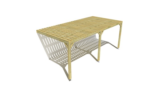 Pergola bois • 6m x 3m • adossée • sens largeur • platelage bois • livraison comprise