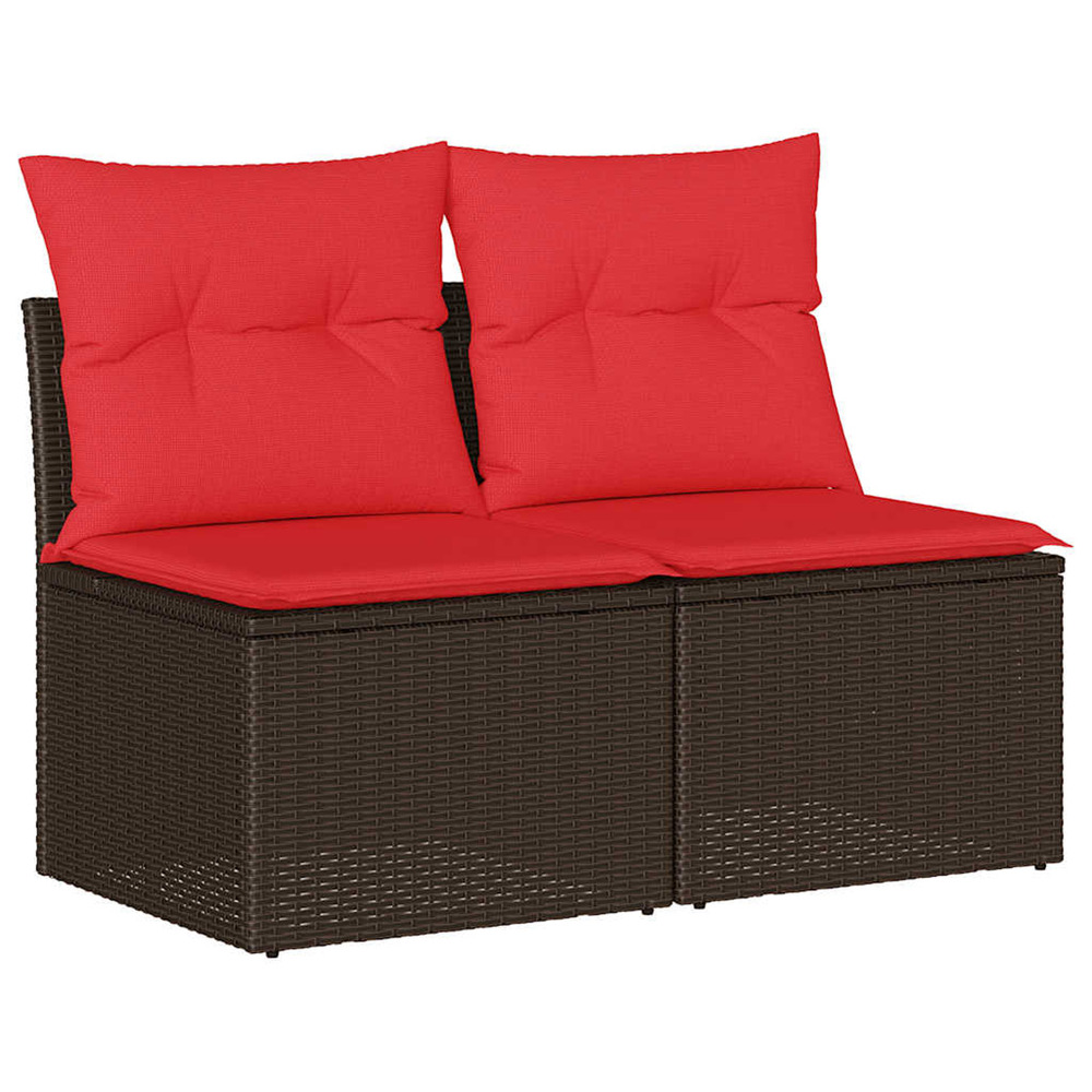 Salon de jardin avec coussins 2pcs marron résine tressée acacia