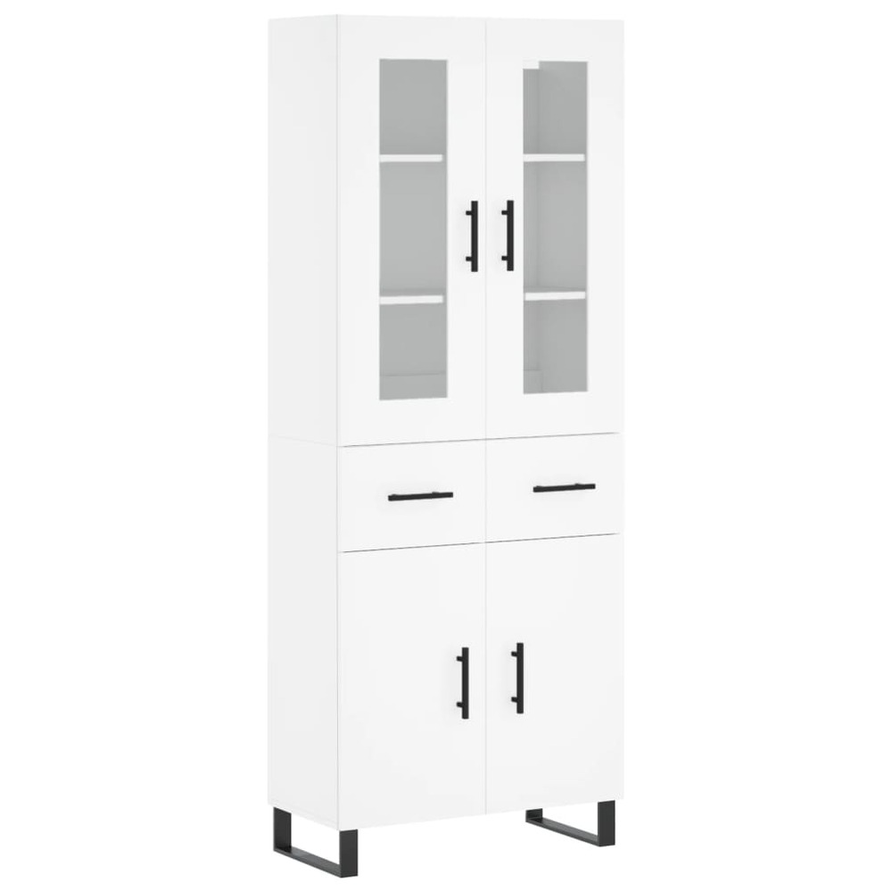 Buffet bahut commode armoire meuble de rangement organisateur cuisine salle de séjour salon haut 69,5 x 34 x 180 cm bois d'in