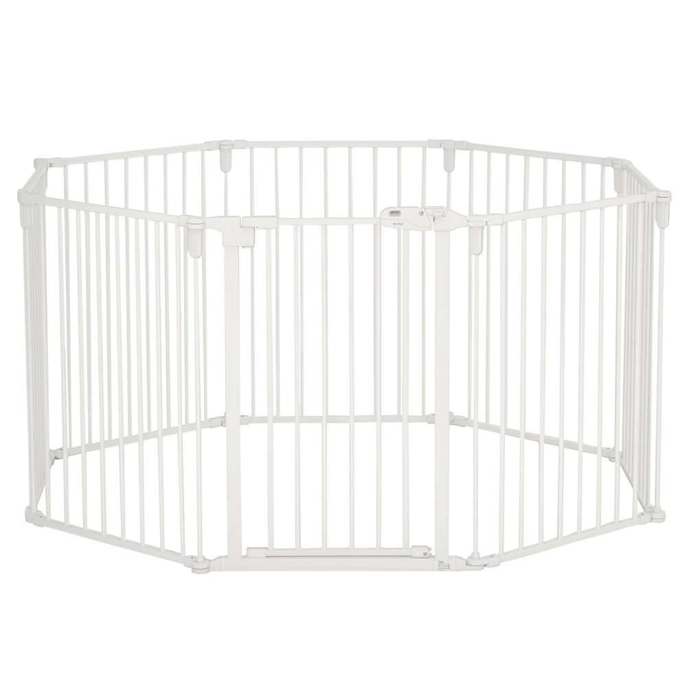 Barrière modulable pour chiens métal blanc 8 panneaux 76 cm porte autofermante