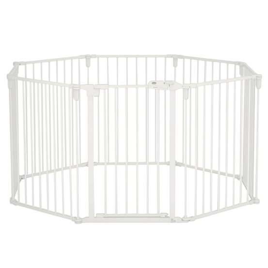 Barrière modulable pour chiens métal blanc 8 panneaux 76 cm porte autofermante