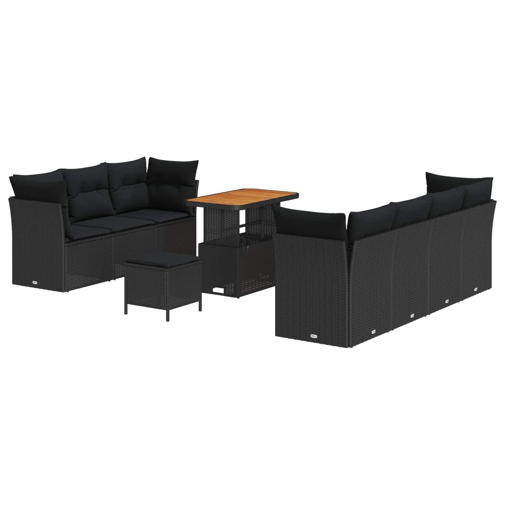 Ensemble de canapé de jardin avec coussin 10 pcs noir