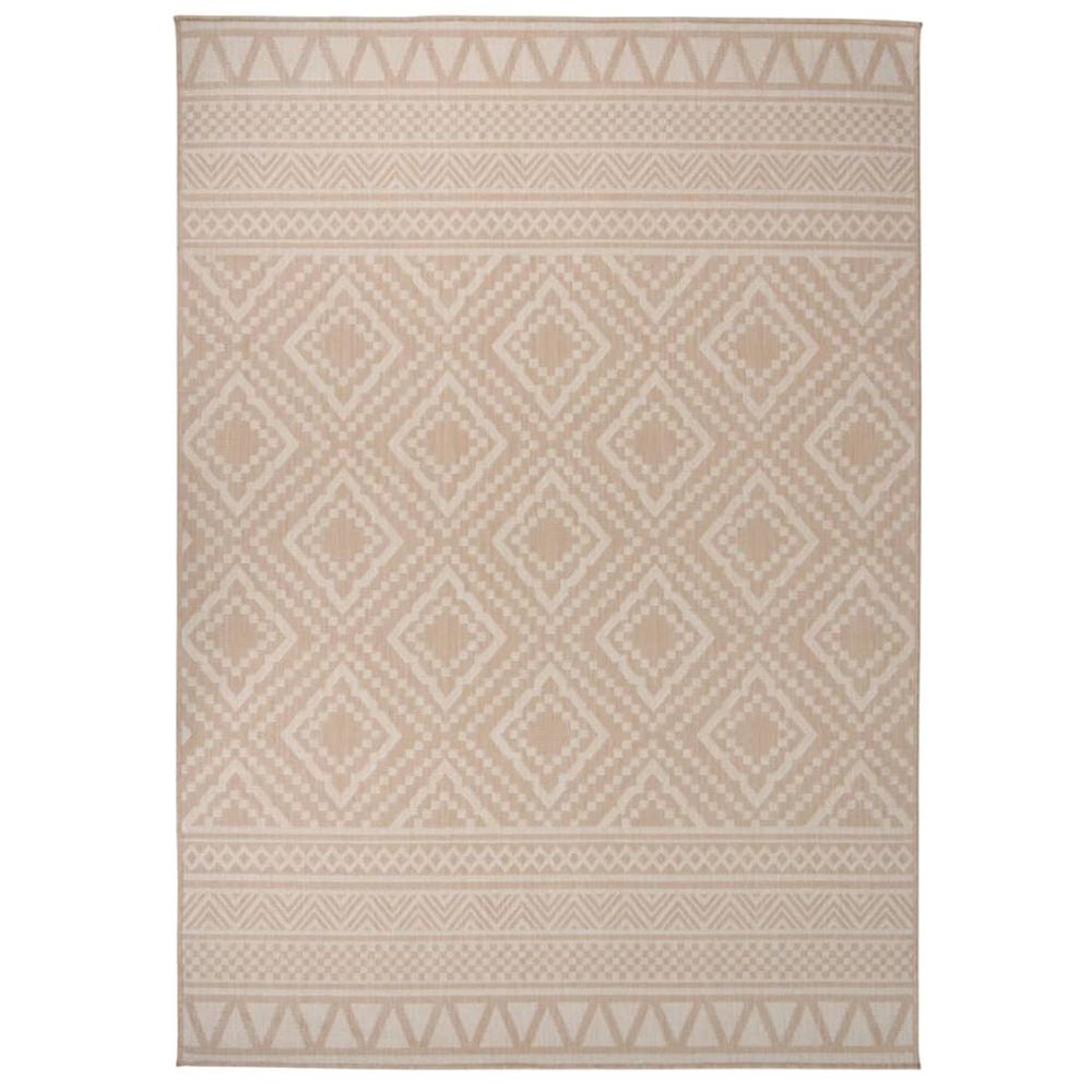 Tapis à tissage plat d'extérieur 120x170 cm rayures brunes