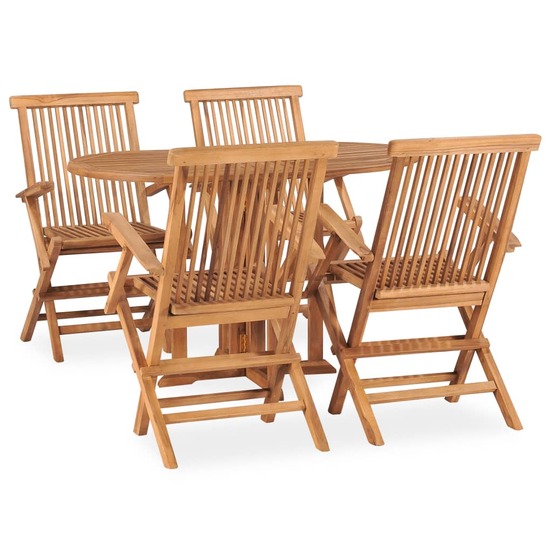 Ensemble à manger d'extérieur pliable 5 pcs bois solide de teck