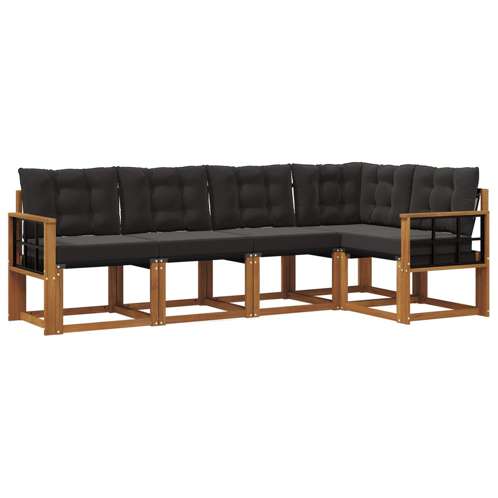 Ensemble de canapés d'extérieur 5 pcs naturel et noir