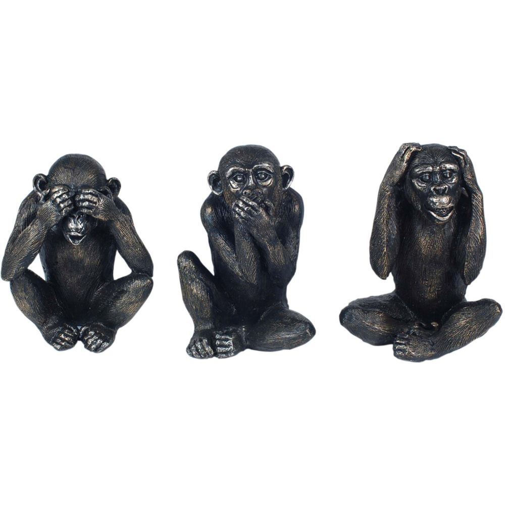 Singes en résine ne pas voir - entendre - parler (lot de 3) modèle 1