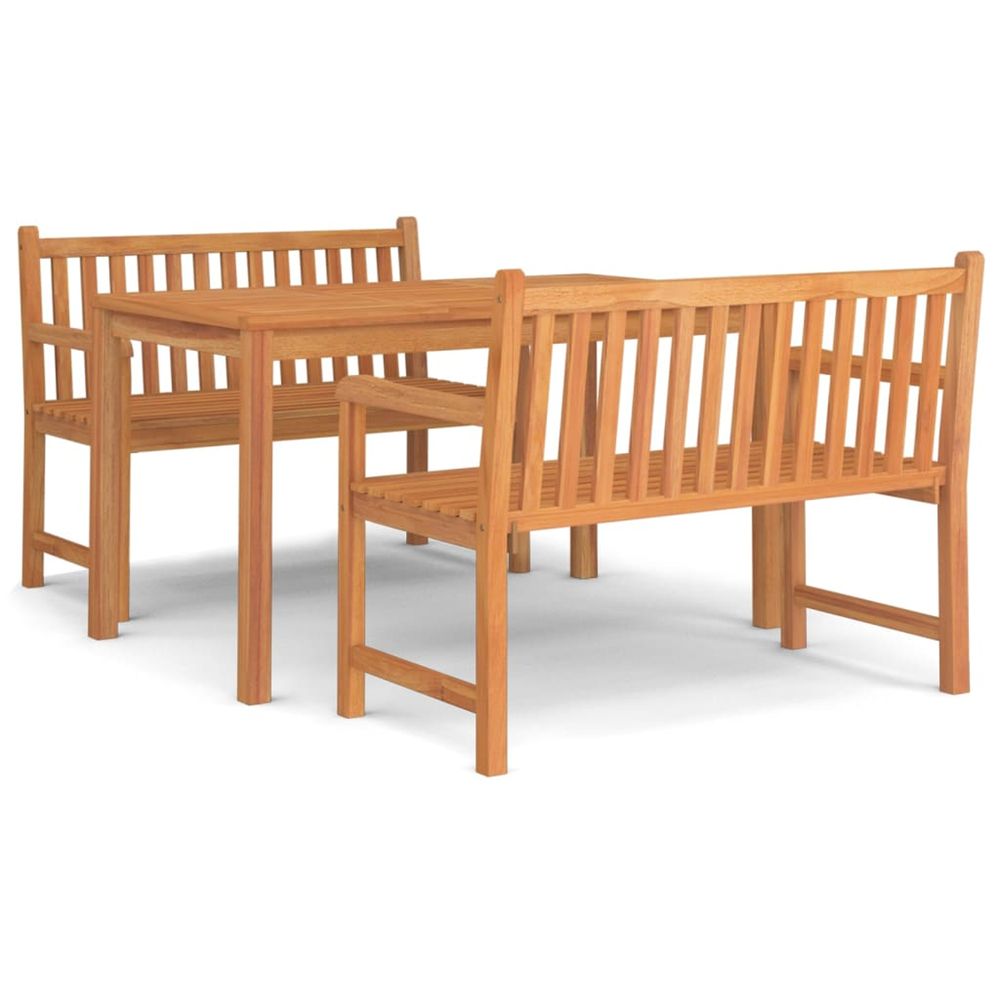 Ensemble à manger de jardin 3 pcs bois de teck massif