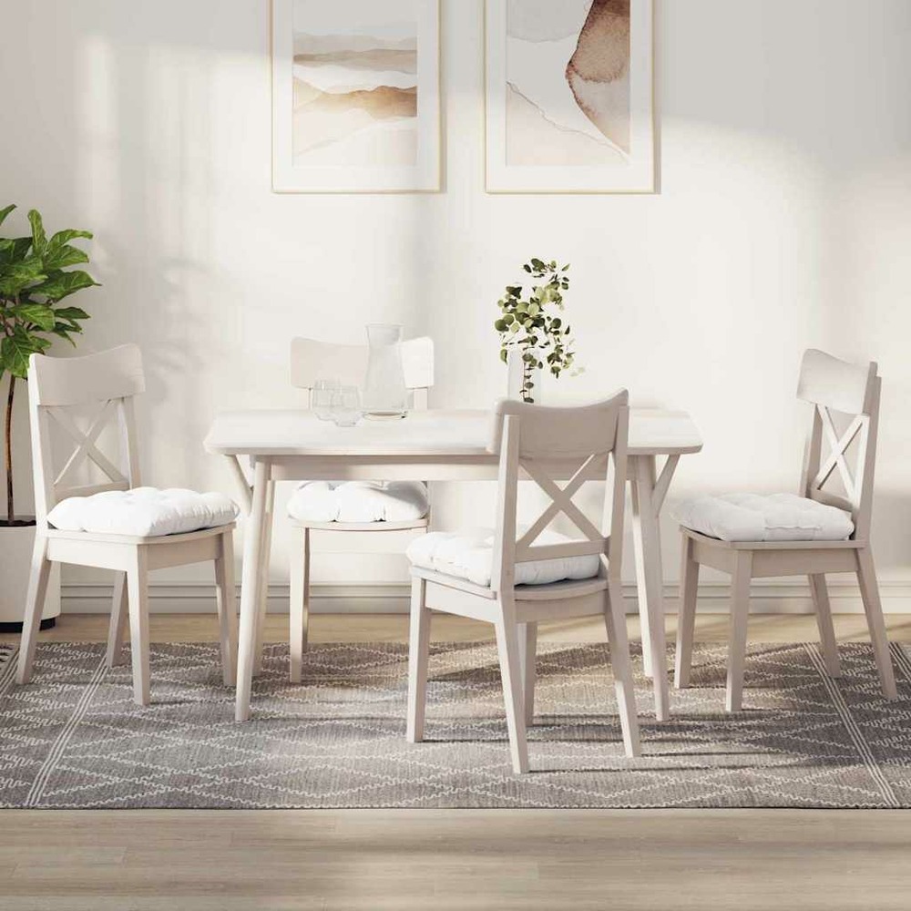 Coussins de siège 4 pcs blanc 45 x 45 x 12 cm tissu