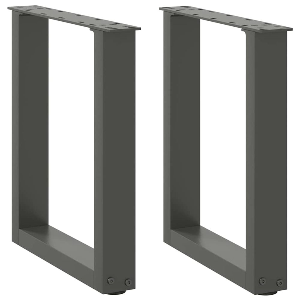 Pieds de table basse en u 2 pièces anthracite 38 x (42-43) cm acier