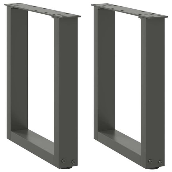 Pieds de table basse en u 2 pièces anthracite 38 x (42-43) cm acier