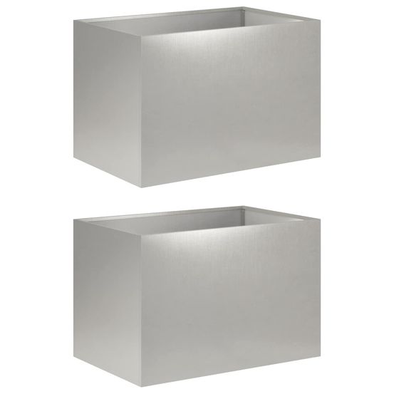 Cache-pot de jardin 2 pc argenté 60 x 40 x 40 cm