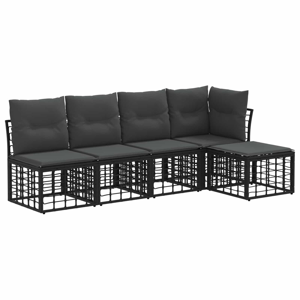 Ensemble de canapés d'extérieur noir polyester