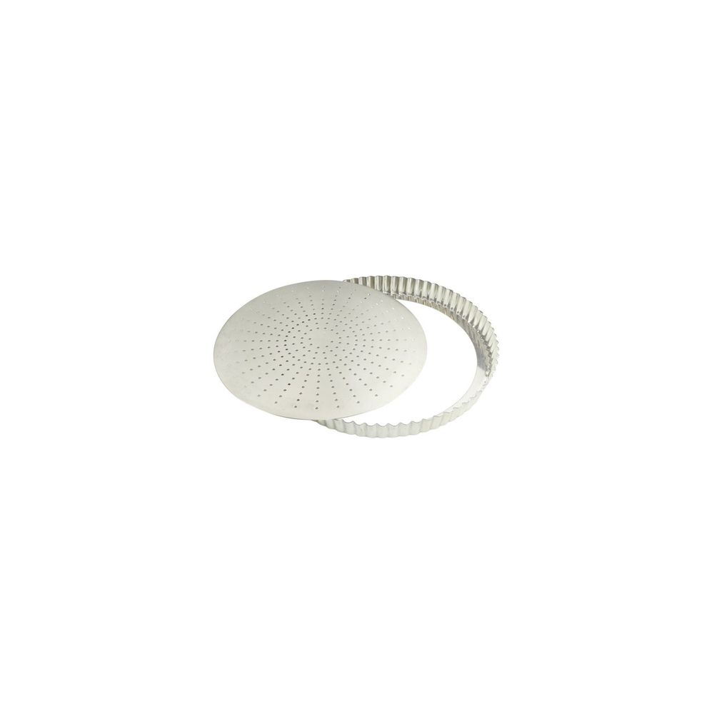 Tourtière cannelée perforée 28 cm à fond amovible - fer blanc - gobel