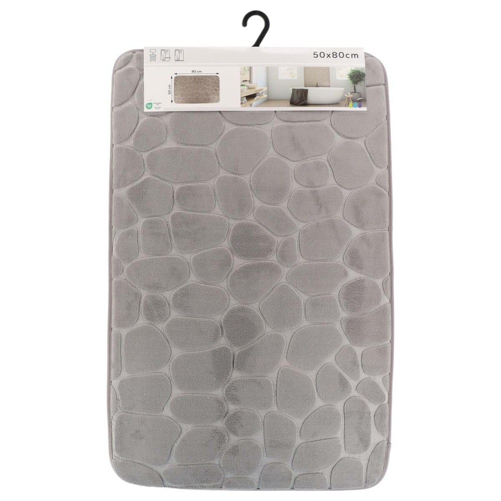 Tapis memoire de forme microfibre galet 50x80cm - gris clair