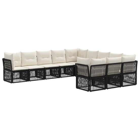 Ensemble de canapé de jardin 11 pc noir polyrotin