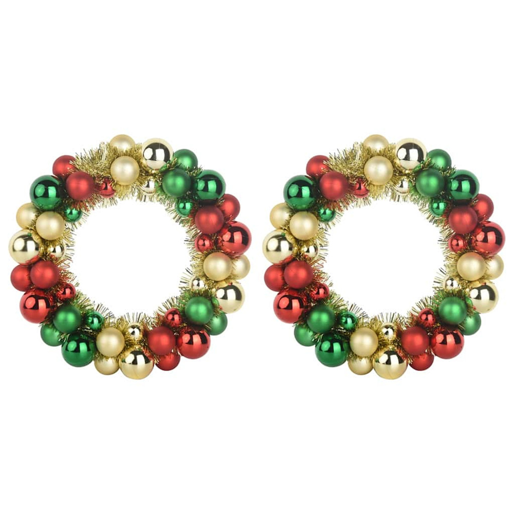 Couronnes de boules de noël 2 pcs multicolore 33 x 33 x 7 cm