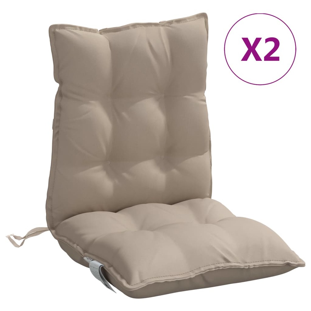Coussins de chaise à dossier bas lot de 2 taupe tissu oxford