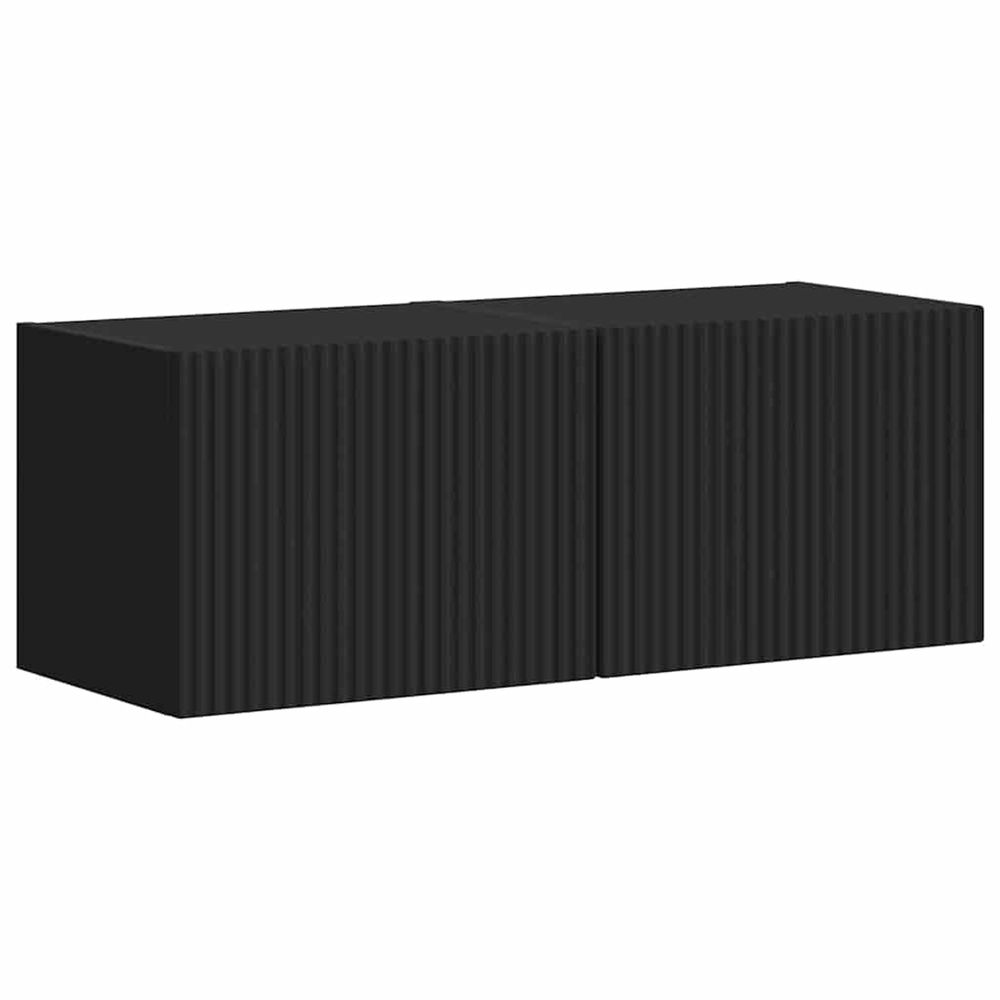 Meuble tv mural 2 pc noir bois d'ingénierie