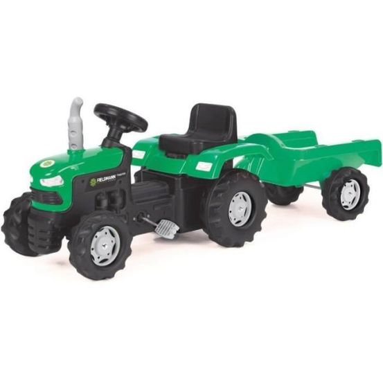 Porteur trotteur tracteur a pédales avec remorque - buddy toys - bpt 1013