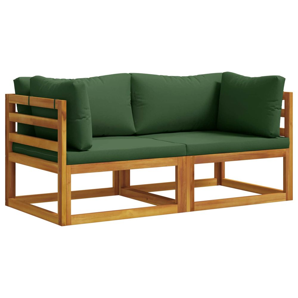 Canapé d'angle avec coussins 2 pc 2 place bois d'acacia massif
