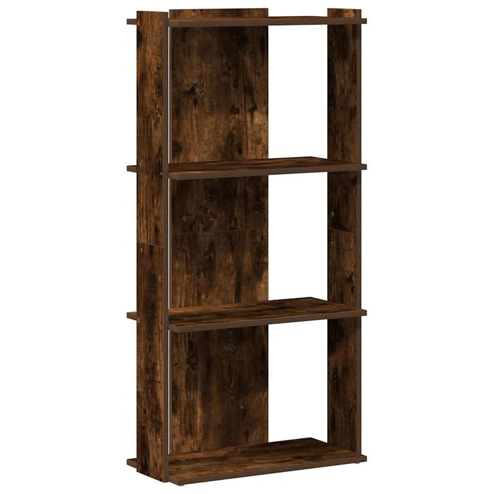 Bibliothèque 3 niveaux chêne fumé 60x30x120cm bois d'ingénierie