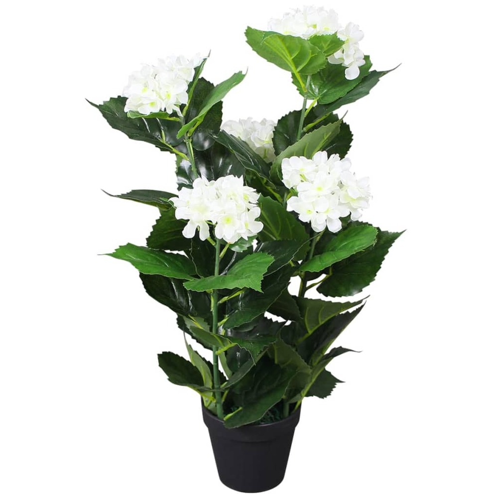 Plante hortensia artificielle avec pot 60 cm blanc