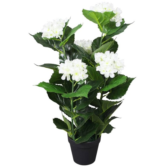 Plante hortensia artificielle avec pot 60 cm blanc