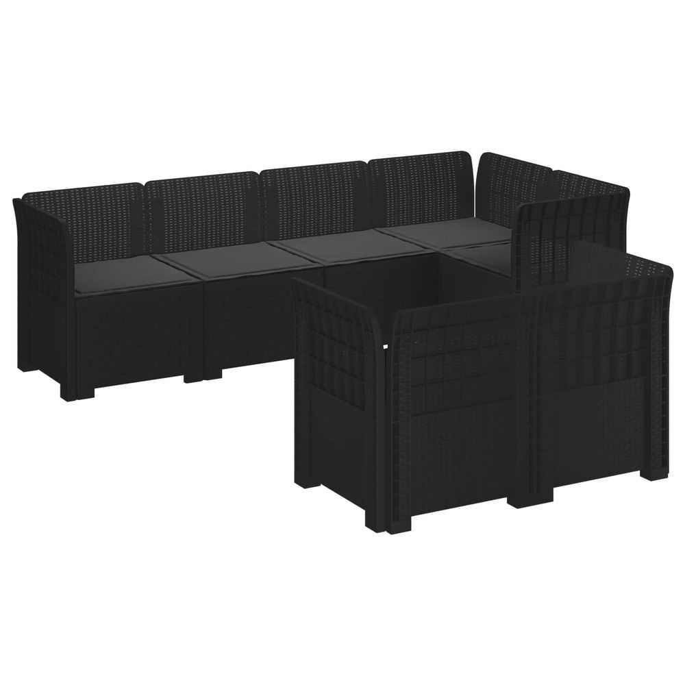 Canapé de jardin 7 places avec coussins look rattan pp