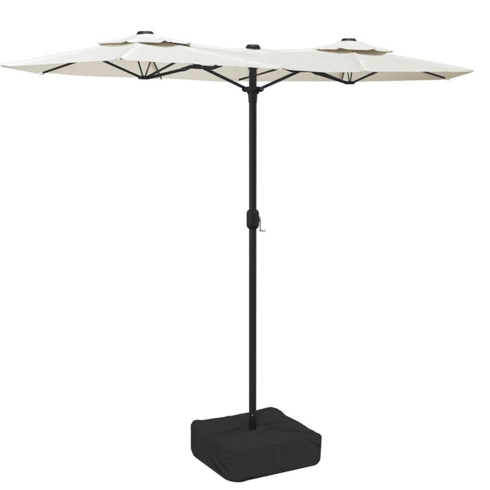 Parasol de jardin à double tête blanc sable 316x145 cm
