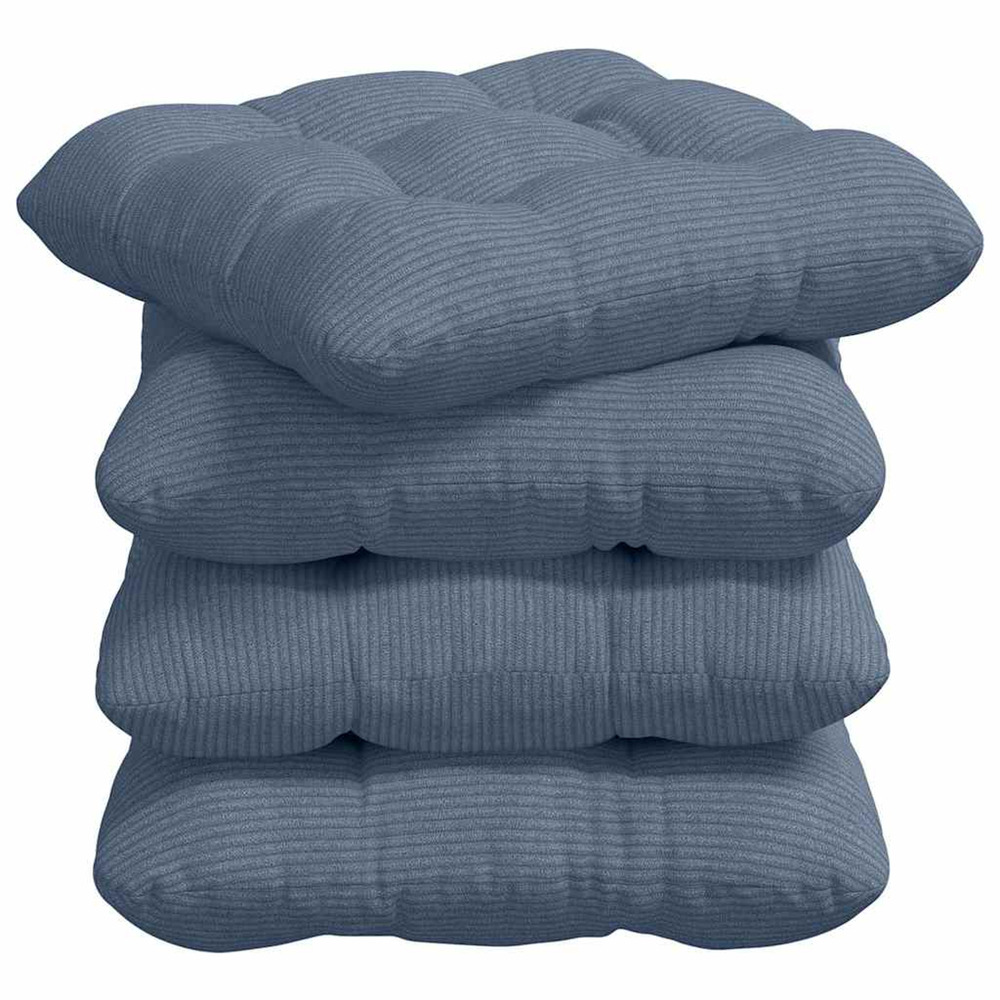 Coussins de siège 4 pcs bleu 40 x 40 cm tissu en velours côtelé