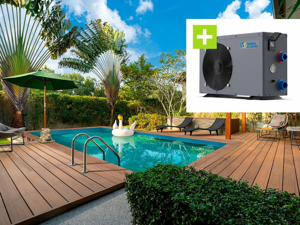 Piscine bois rectangle panama - 6. 20 x 4. 10 x 1. 45 m + pompe à chaleur - puissance 6. 1 kw