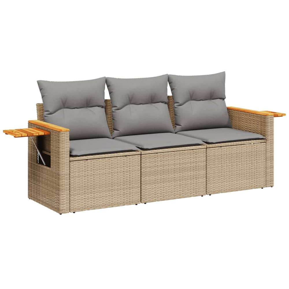 Salon de jardin avec coussins 3 pcs beige résine tressée