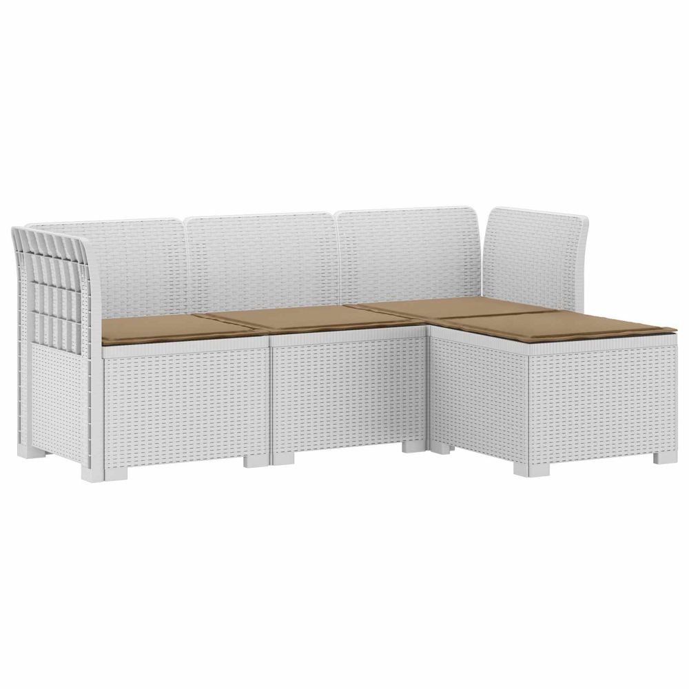 Canapé de jardin 4 places avec coussins style rotin pp blanc