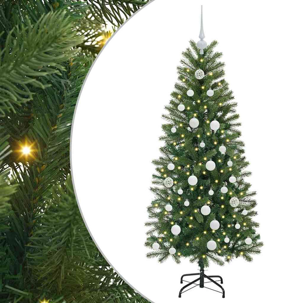 Sapin de noël artificiel avec 150 led vert 150 cm pe et pvc