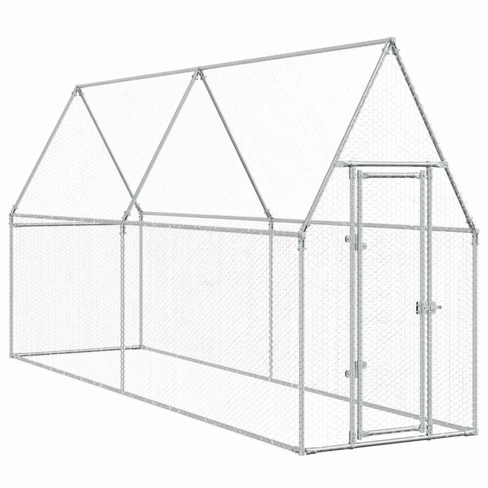 Cage pour poules argenté 400 x 100 x 190 cm acier galvanisé argent